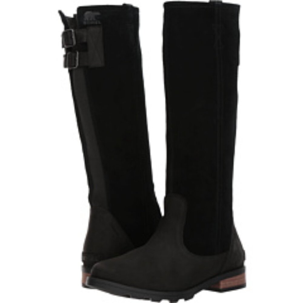 Sorel Emilie tall suede waterproof winter black boot 9.5M